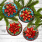 Poinsettia - Christmas Ornaments - Set of 4 - Holiday Gift