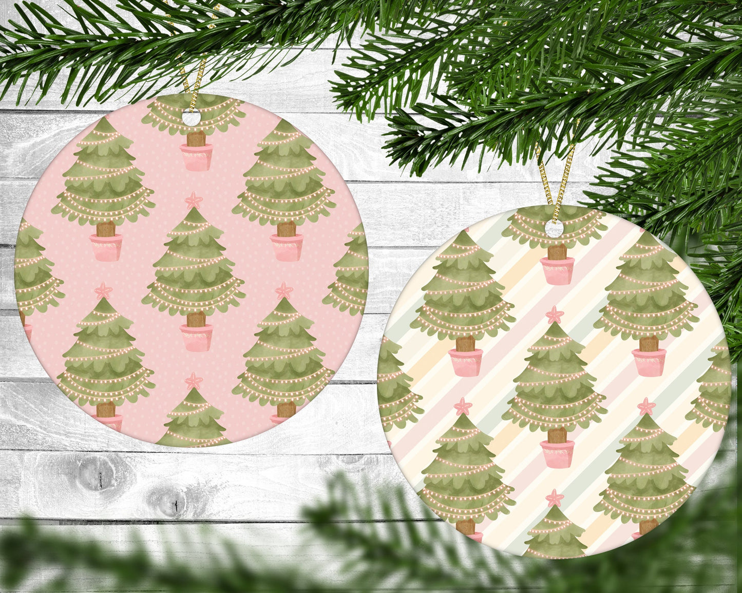 Pastel Christmas - Christmas Ornaments - Set of 6 - Holiday Gift