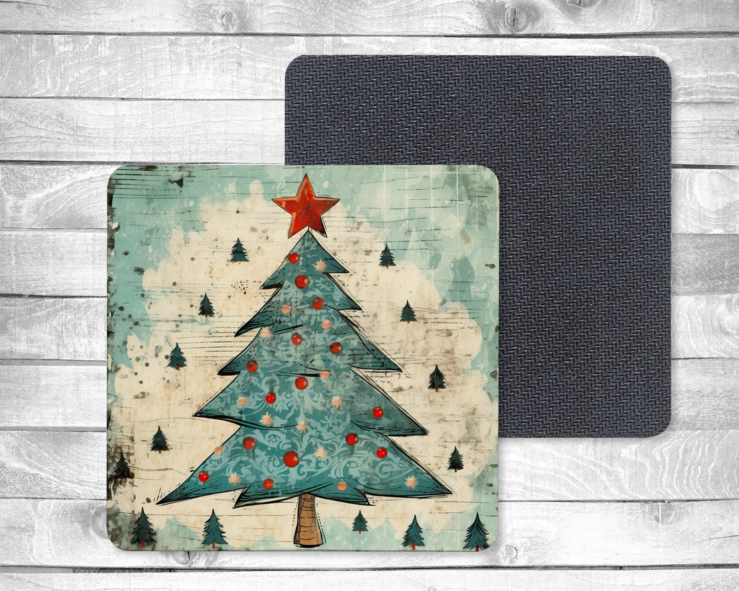 Whimsy Christmas - Absorbent Drink Coasters - Individual or set of 4 - Non-Slip Base - Neoprene