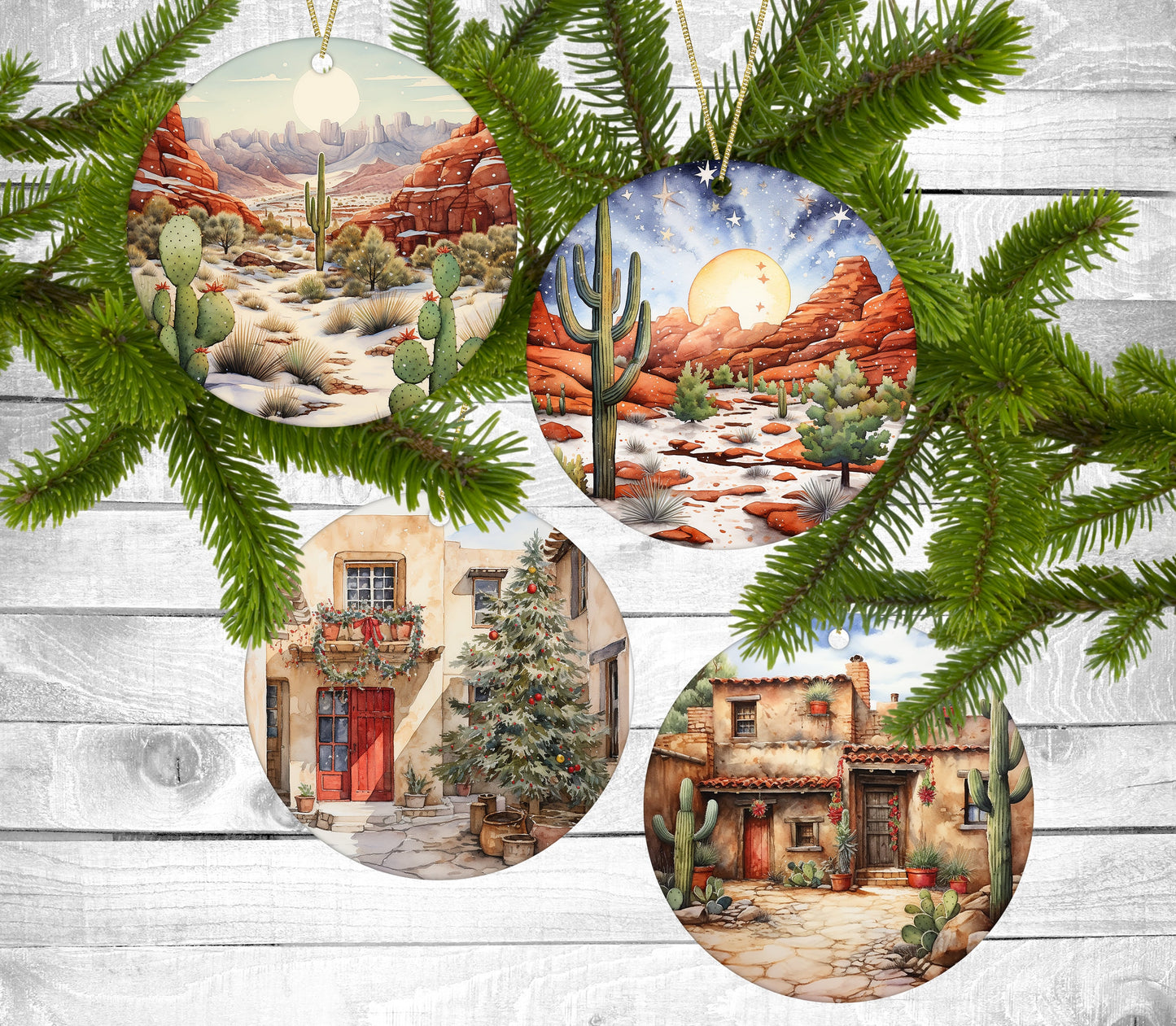 Desert Christmas - Christmas Ornaments - Set of 4 - Holiday Gift