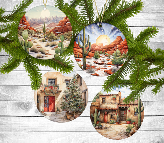Desert Christmas - Christmas Ornaments - Set of 4 - Holiday Gift