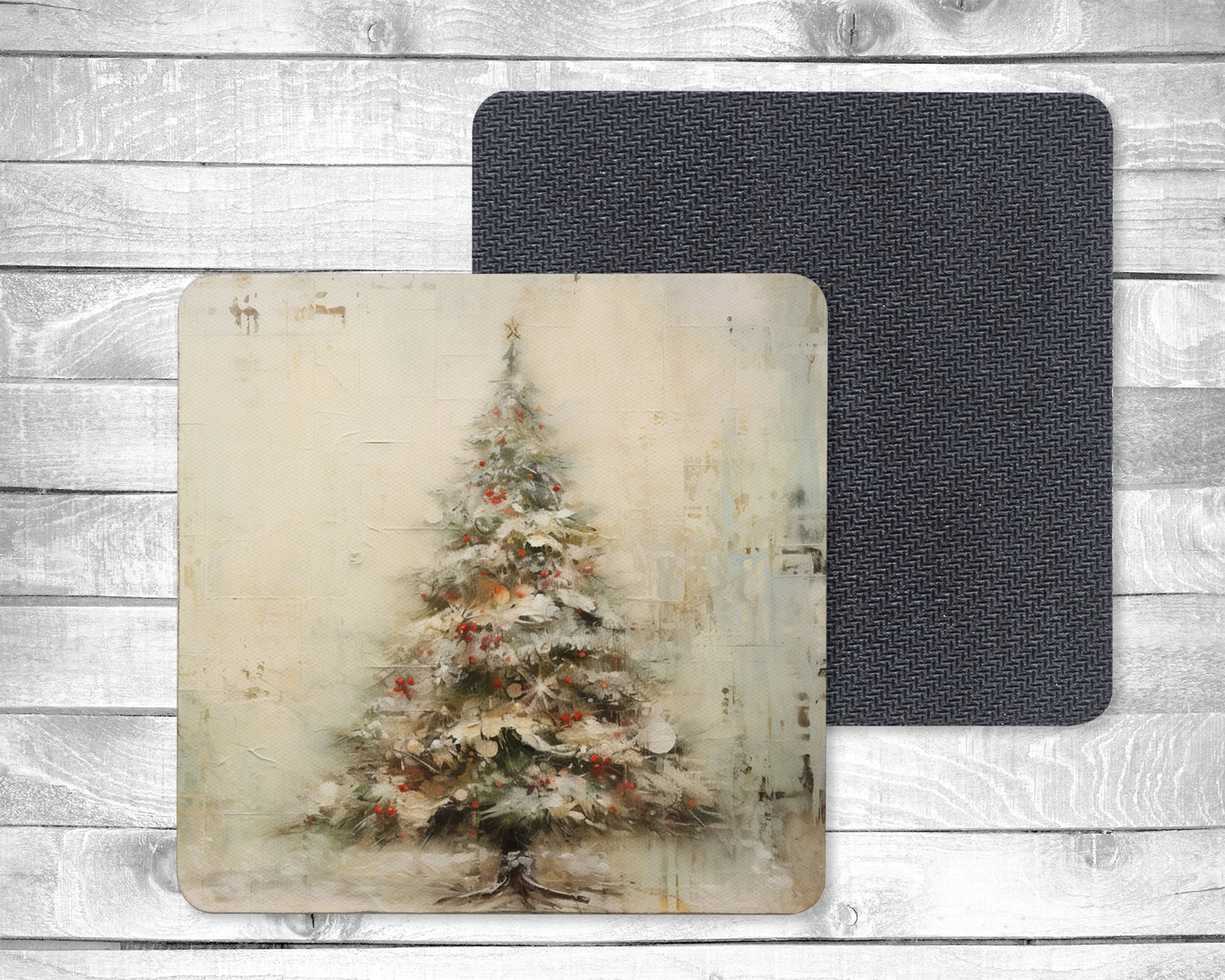 Vintage Christmas Absorbent Drink Coasters - Individual or set of 4 - Non-Slip Base - Neoprene