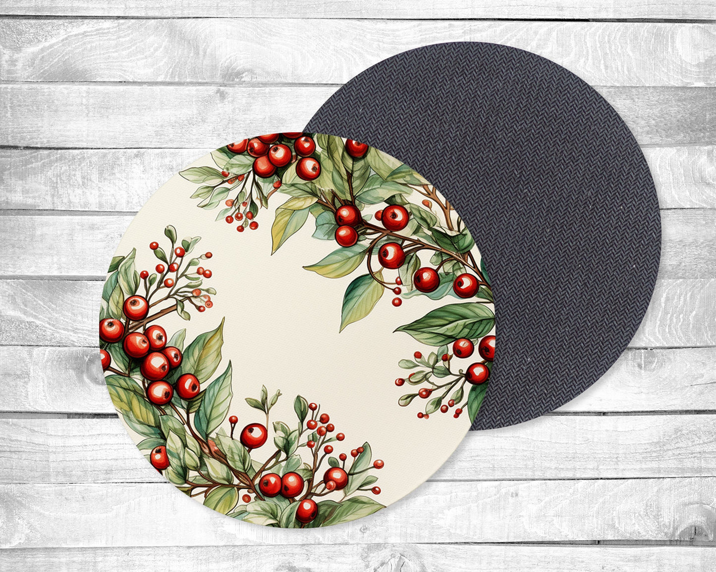 Holly Absorbent Drink Coasters - Individual or set of 4 - Non-Slip Base - Neoprene