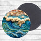 Embroidered Style Waves Absorbent Drink Coasters - Individual or set of 4 - Non-Slip Base - Neoprene