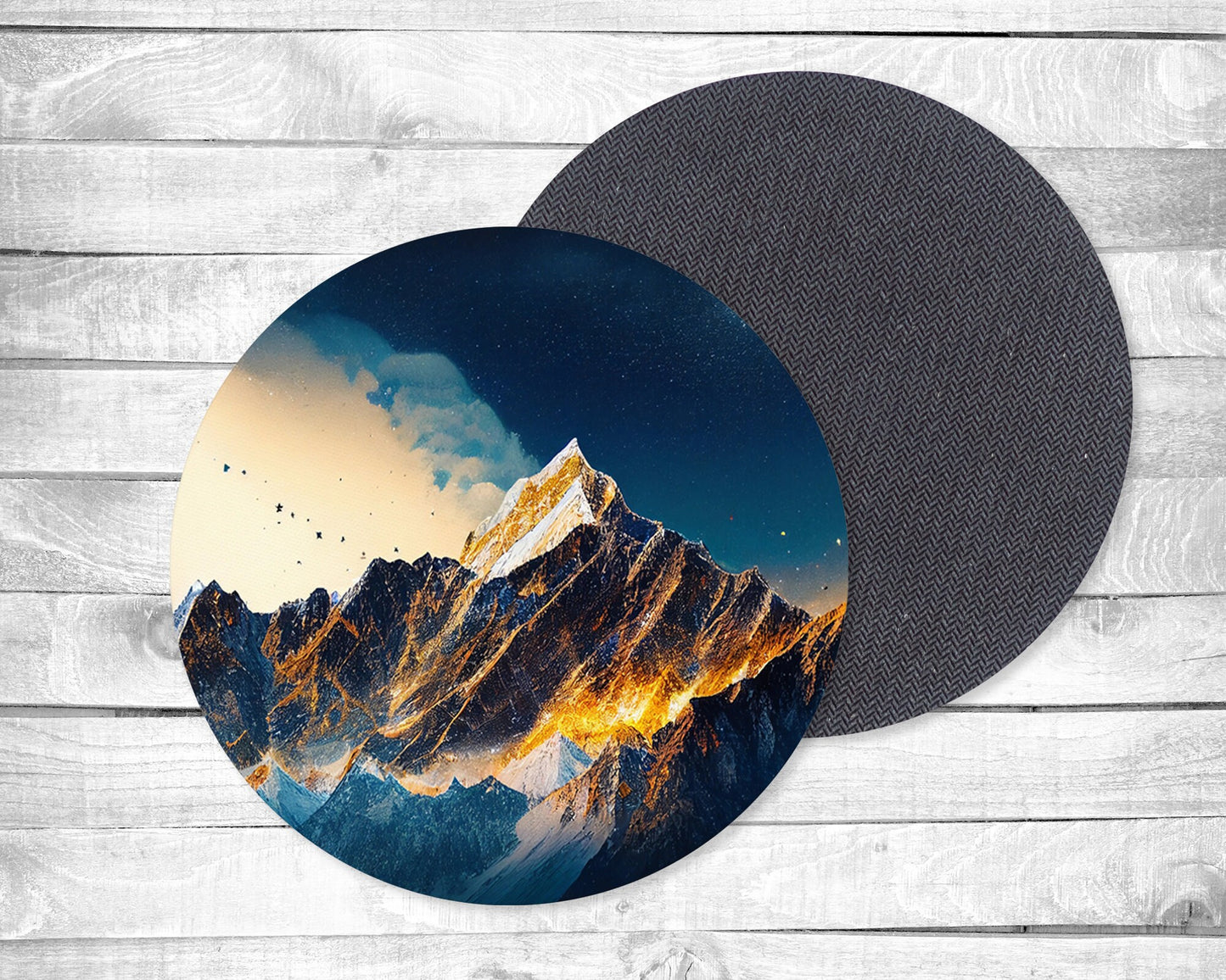 Gold Mountains Absorbent Drink Coasters - Individual or set of 4 - Non-Slip Base - Neoprene
