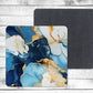 Abstract Blue and Gold Absorbent Drink Coasters - Individual or set of 4 - Non-Slip Base - Neoprene