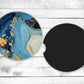 Blue and Gold Absorbent Car Coasters - Set of 2 - Non-Slip Base - Neoprene
