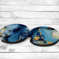 Blue and Gold Absorbent Car Coasters - Set of 2 - Non-Slip Base - Neoprene