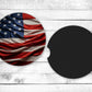 American Flag Absorbent Car Coasters - Set of 2 - Non-Slip Base - Neoprene