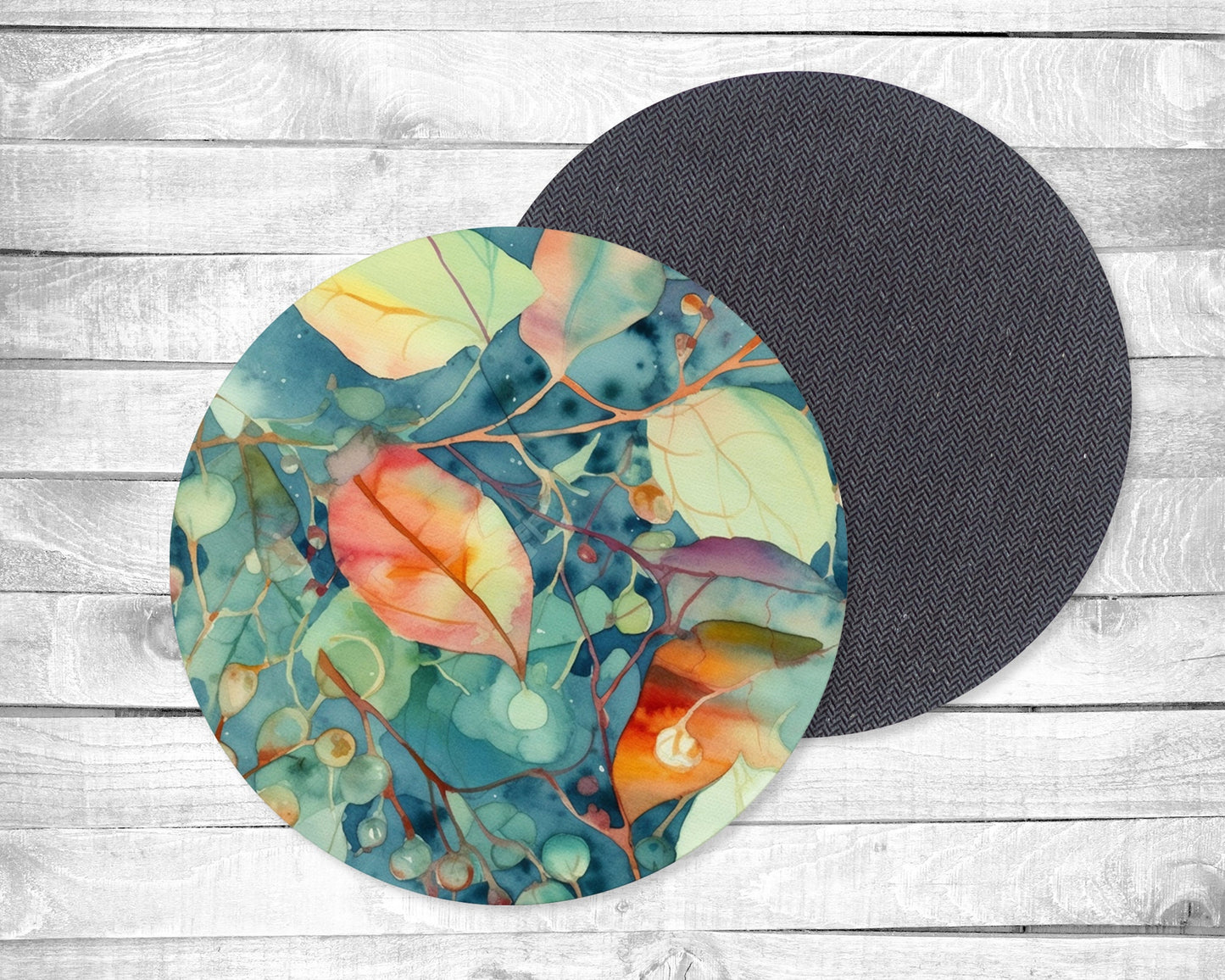Eucalyptus Absorbent Drink Coasters - Individual or set of 4 - Non-Slip Base - Neoprene