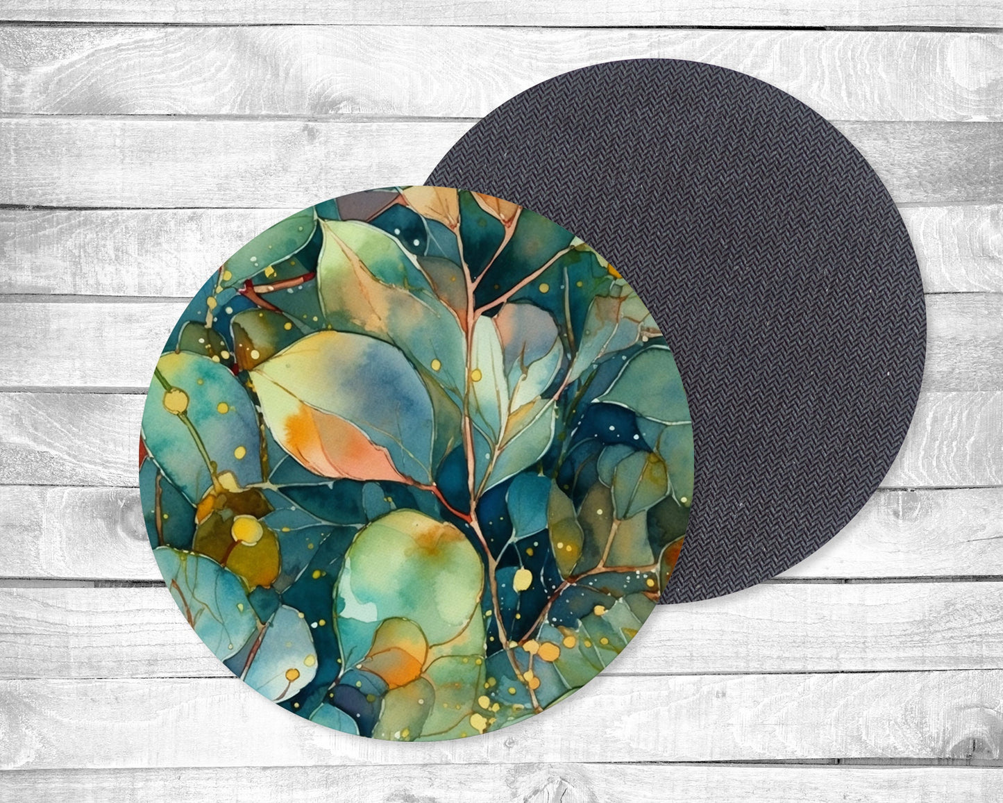 Eucalyptus Absorbent Drink Coasters - Individual or set of 4 - Non-Slip Base - Neoprene
