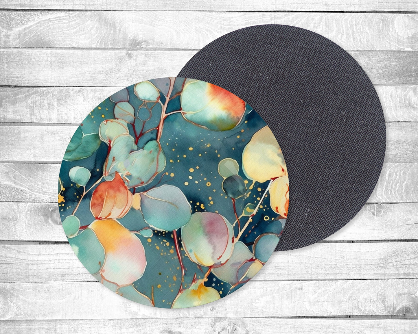Eucalyptus Absorbent Drink Coasters - Individual or set of 4 - Non-Slip Base - Neoprene