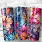 Pink Flowers - 20oz Skinny Straight Tumbler - Stainless Steel - Travel Cup - Gift - Everyday Use