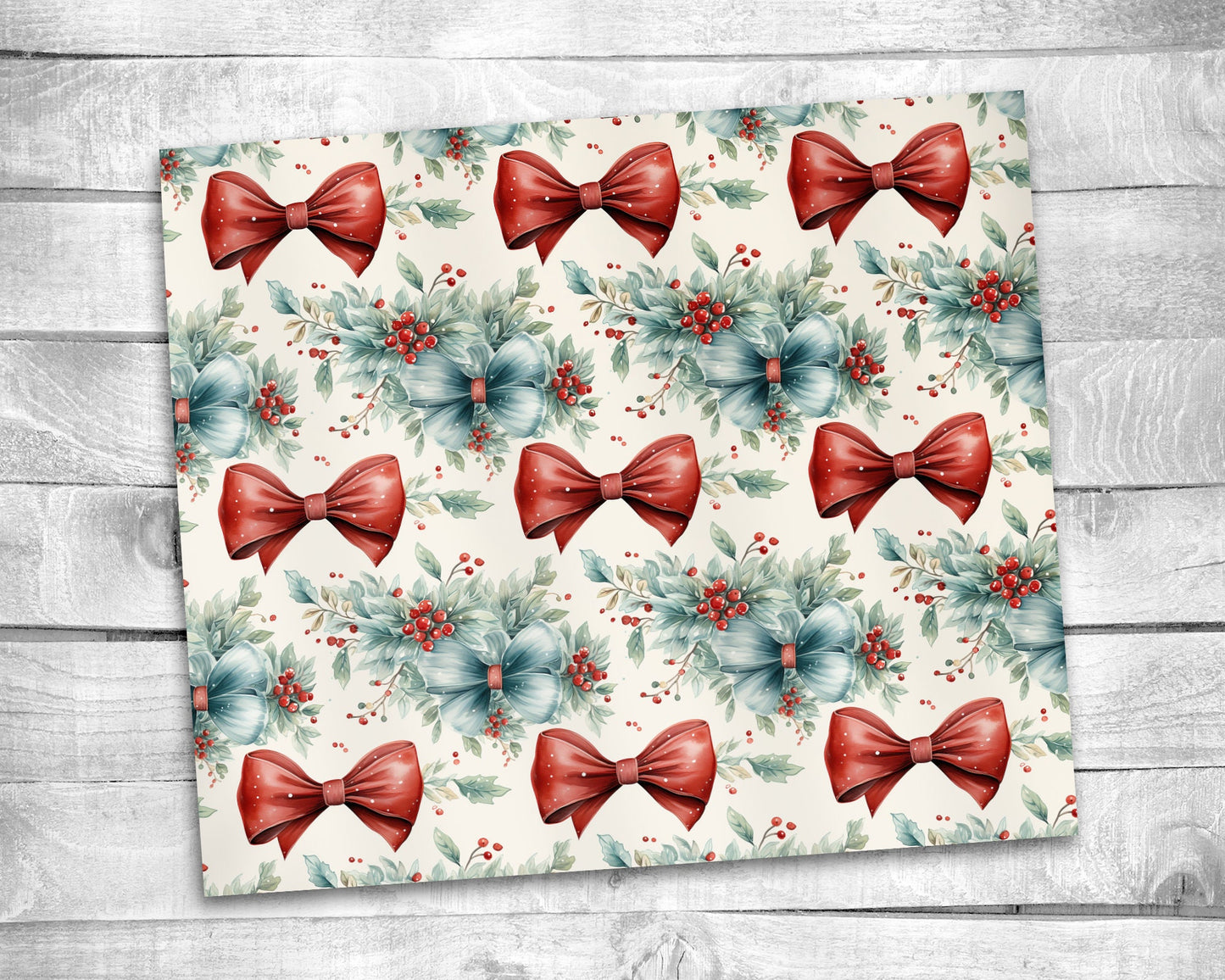Christmas Bows - 20oz Skinny Straight Tumbler - Stainless Steel - Travel Cup - Gift - Everyday Use